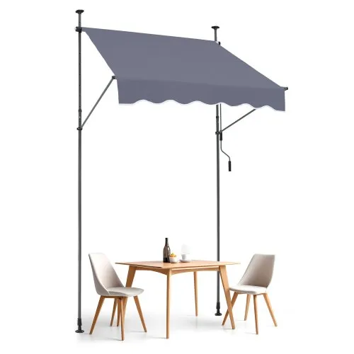 VEVOR Klemmmarkise 150 x 120 cm, Balkonmarkise mit Handkurbel, Sonnenmarkise, Terrassenüberdachung Sunsetter Deck, Höhenverstellbar von 218 bis 309 cm, Markise für Terrasse/Balkon/Garten, Grau VEVOR Klemmmarkise 150 x 120 cm, Balkonmarkise mit Handkurbel, Sonnenmarkise, Terrassenüberdachung Sunsetter Deck, Höhenverstellbar von 218 bis 309 cm, Markise für Terrasse/Balkon/Garten, Grau