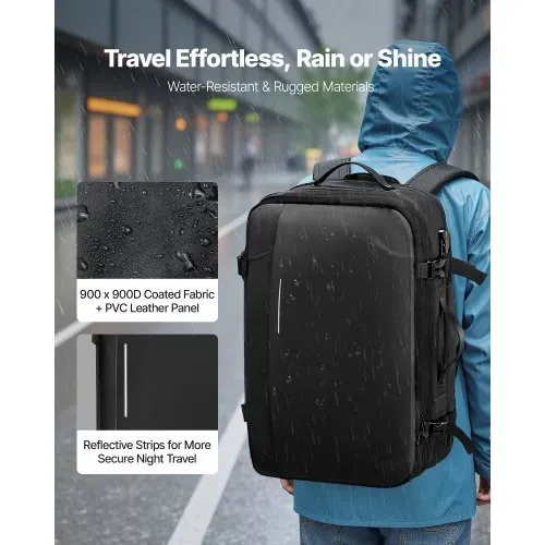 VEVOR Vakuum Rucksack, 65 L, erweiterbarer Vakuum-Kompressions-Reiserucksack mit Pumpe, mit TSA-zugelassenem Schloss, USB-Ladeanschluss, wasserabweisendes Handgepäck, für Business, Schwarz – Bild 4