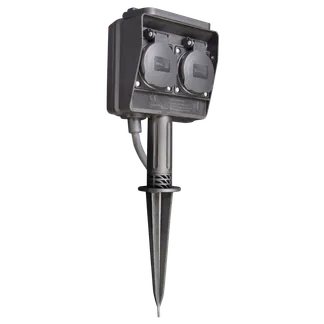 Gartensteckdose McPower, 2-fach, IP44, mit Erdspieß, 3m Kabel Gartensteckdose McPower, 2-fach, IP44, mit Erdspieß, 3m Kabel