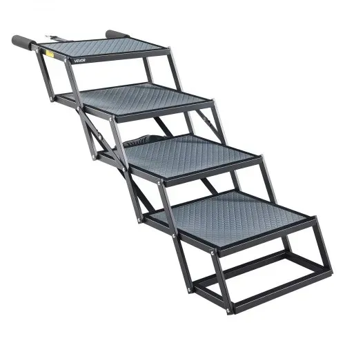 VEVOR Hundetreppe Auto Klappbar 4-Stufig, Extra Breite Hunderampe für Große Hunde mit Rutschfester Oberfläche, Tragbare Einstiegshilfe für Auto, SUV, LKW, Hochbett, Sofa, Tragkraft bis 180 kg – Bild 8