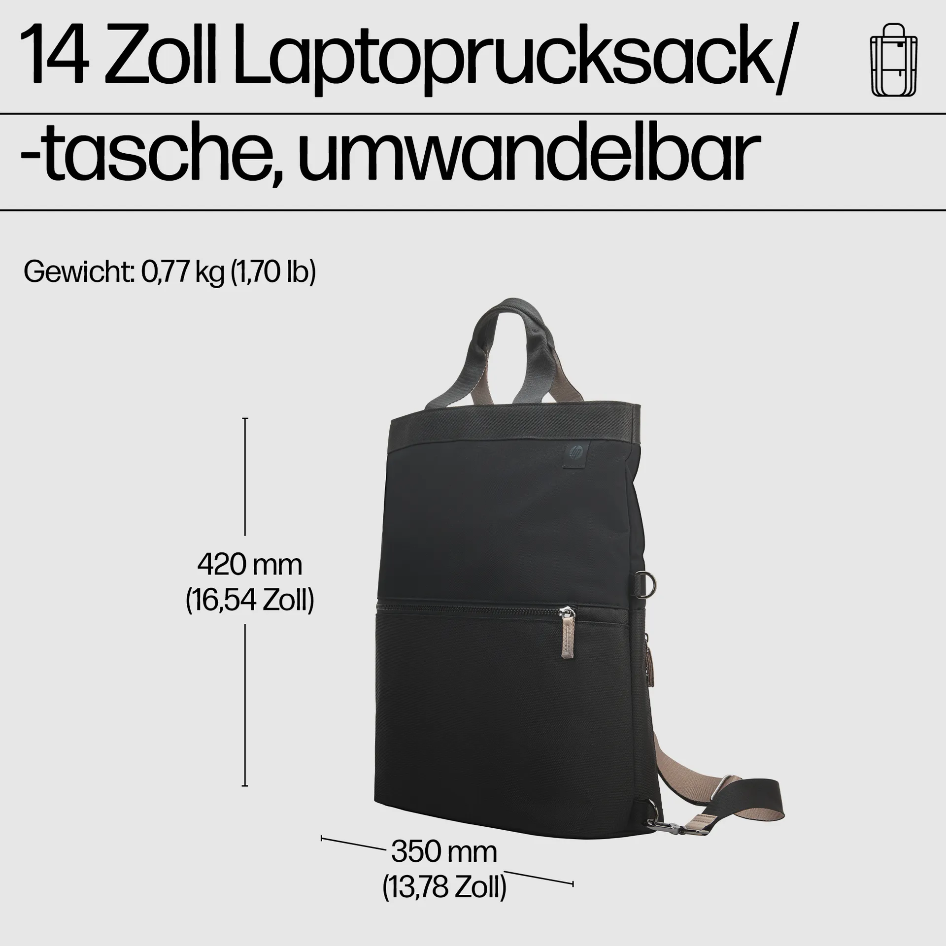 HP 14 Zoll Convertible Laptop-Rucksack-Tasche – Bild 3