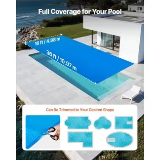 VEVOR Pool Solarfolie, 10972×4876 mm, Solarplane, 0,3 mm Pools Solardecke mit Luftpolster- & PE-Material, Wärmeabsorption tagsüber, Wärmespeicherung nachts, Solarabdeckungen, Solarabdeckplane, blau VEVOR Pool Solarfolie, 10972×4876 mm, Solarplane, 0,3 mm Pools Solardecke mit Luftpolster- & PE-Material, Wärmeabsorption tagsüber, Wärmespeicherung nachts, Solarabdeckungen, Solarabdeckplane, blau
