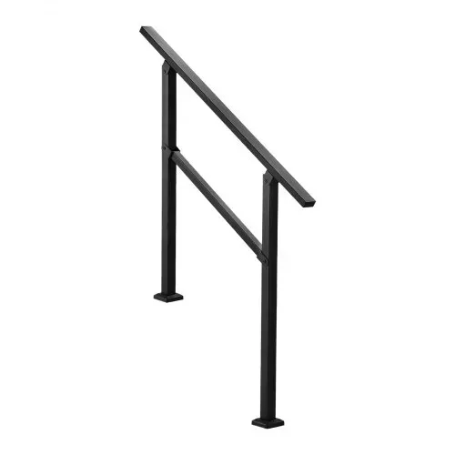 VEVOR Handlauf 103 cm, Treppengeländer-Set für 2–3 Stufen, schwarzes Vierkantrohr mit horizontaler Stange, Stützgeländer aus Karbonstahl für Senioren, Beton- & Decktreppen – Bild 9