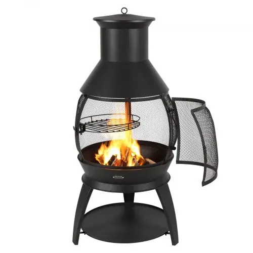 VEVOR Gartenkamin, φ500x1100mm Terrassenofen, Aztekenofen aus Eisen zum Grillen & Wärmen, Chimenea Feuerstelle mit Grillgitter, Kaminmantel & rostfreiem Kamindeckel, für Terrasse, Garten, Hinterhof – Bild 10