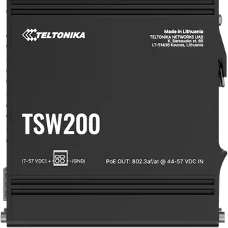 Teltonika · Switch · TSW200 · 8 Port Gigabit Industrial unmanaged PoE+ Switch, 2 SFP Teltonika · Switch · TSW200 · 8 Port Gigabit Industrial unmanaged PoE+ Switch, 2 SFP
