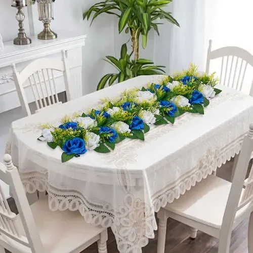 VEVOR Kunstblumen, 10 Stück, 500x220x120 mm, Blumenkugeln, Tischdekoration für Hochzeiten, Kunstrosen-Arrangements für Hochzeitsmittelstücke, Heimdekoration, blaue und weiße Rosen – Bild 7