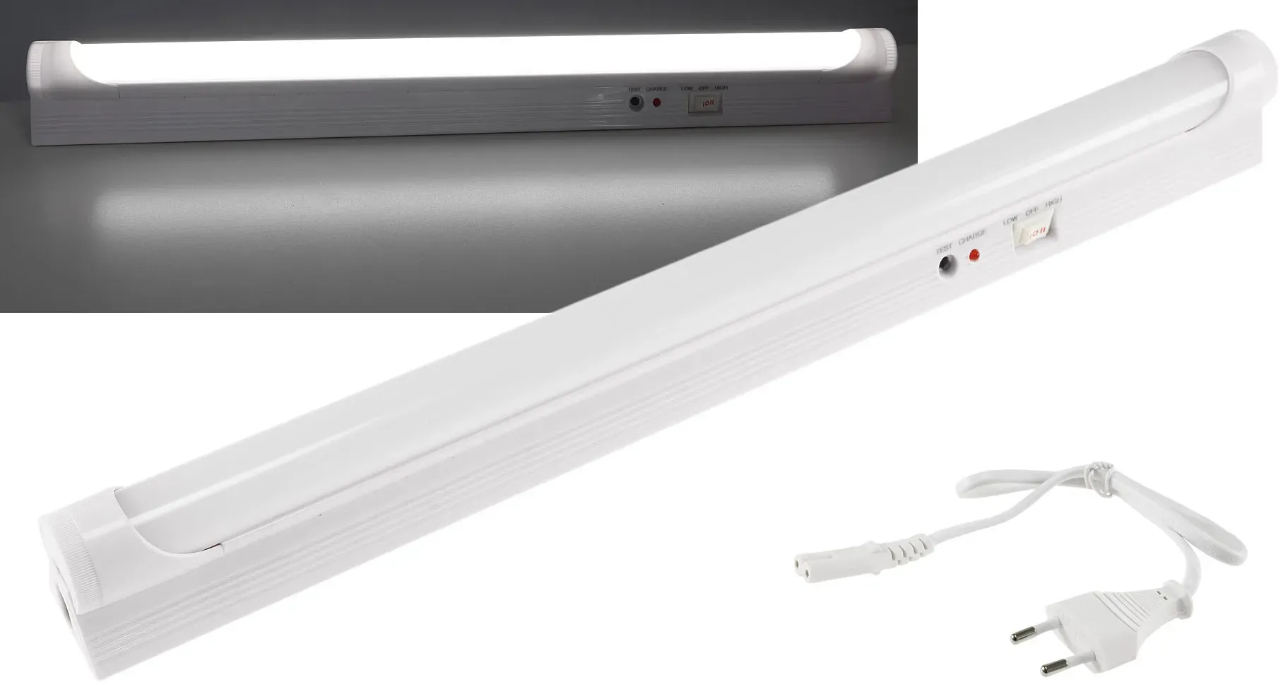 LED Notleuchte „CTNL-90 SMD-UB“ Lithium Akku 2x 3,7V/2,2Ah, 9W, 40x4x3cm LED Notleuchte „CTNL-90 SMD-UB“ Lithium Akku 2x 3,7V/2,2Ah, 9W, 40x4x3cm