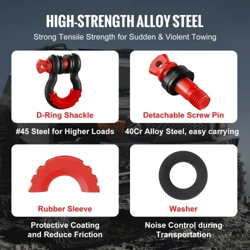 VEVOR 2er-Pack 3/4 Zoll D-Ring-Schäkel mit 7/8 Zoll Schraubstift Bruchfestigkeit 28500kg – Bild 2