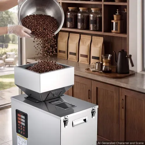 VEVOR Pulverabfüllmaschine Partikelspender Pulverfüller Automatisch 10-500g, Intelligentes Wiegen & Abfüllen, Edelstahlkonstruktion, Hohe Genauigkeit, Ideal für Nüsse Samen Tee Kaffeebohnen Gewürze Mehl – Bild 7