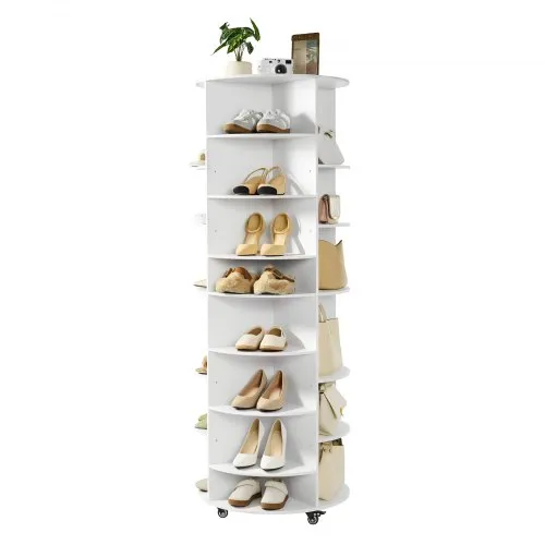 VEVOR Schuhregal Schuhschrank für 28 Paar Schuhe (7-stöckig) 360° drehbar, rollbare Schuhaufbewahrung, Schuhablage für Schlafzimmer Wohnzimmer Eingangsbereich, Weiß 588 x 588 x 1646 mm VEVOR Schuhregal Schuhschrank für 28 Paar Schuhe (7-stöckig) 360° drehbar, rollbare Schuhaufbewahrung, Schuhablage für Schlafzimmer Wohnzimmer Eingangsbereich, Weiß 588 x 588 x 1646 mm