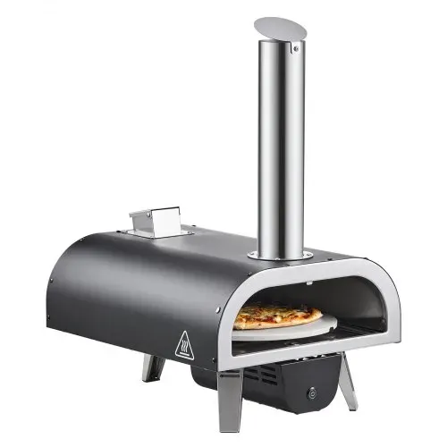 VEVOR Pizzaofen Outdoor 304,8 mm / 12 Zoll Holzofen, Pellet-Pizzaofen mit Thermometer & elektrischer Rotation, tragbarer Pizzamaker für Camping im Garten Terrasse Pizzastein Tragetasche Schaufel – Bild 9