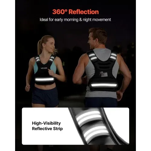VEVOR Gewichtsweste Verstellbar mit 8 Gewichtsbeuteln à 2 lbs für Individuelles Training, X-förmige Fitnessweste mit Reflektorstreifen und Schnallenriemen für Krafttraining Laufen und Joggen Schwarz – Bild 4
