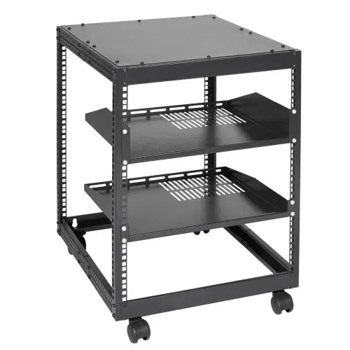 VEVOR 12U-Server-Rack mit offenem Rahmen 58.5-101.6cm verstellbare Tiefe freistehender/wandmontierter Netzwerk-Server-Rack 4-Pfosten-AV-Rack mit Rollen für Ihre gesamte Netzwerk-IT-Ausrüstung AV-Ausrüstung – Bild 10