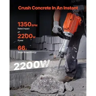 VEVOR Hochleistungs-Betonbrecher Abbruchhammer 2200 W, 1-1/8 Zoll / 28,6 mm Elektroabbruchhammer, Bohrhammer Betonhammer Stemmhammer 1400 BPM, inkl. Spitzmeißel, Flachmeißel, für Schiefer, Beton usw. VEVOR Hochleistungs-Betonbrecher Abbruchhammer 2200 W, 1-1/8 Zoll / 28,6 mm Elektroabbruchhammer, Bohrhammer Betonhammer Stemmhammer 1400 BPM, inkl. Spitzmeißel, Flachmeißel, für Schiefer, Beton usw.