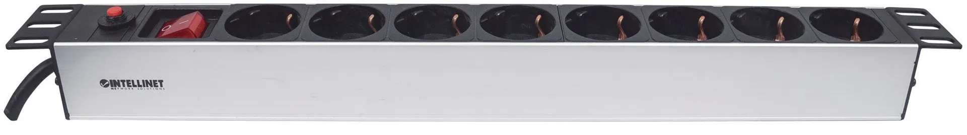 Intellinet 19" 8-fach Steckdosenleiste, Schutzkontakt, Überlastschalter, Netzschalter, 3 m Stromkabel, 1 HE – Bild 3