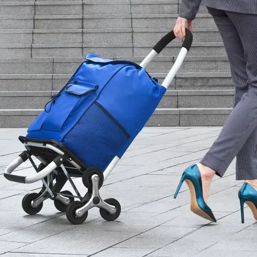 VEVOR faltbarer Einkaufswagen, 445 x 375 x 990 mm, Sackkarre zum Treppensteigen mit 6 Rädern, Aufbewahrungstasche aus Oxford-Stoff, zum Einkaufen, Büro, Umzug, Transport, im Freien, Wäsche – Bild 7