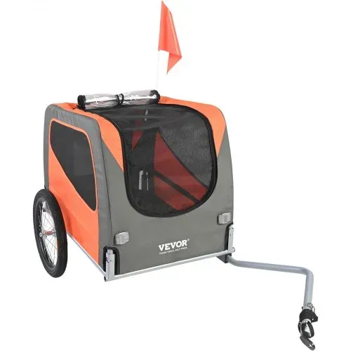 VEVOR Hundeanhänger 30 kg Fahrradanhänger Kohlenstoffstahl + 600D Oxford-Gewebe + PP faltbar 1440 x 720 x 779 mm als Anhänger Gefaltete Größe 760 x 560 x 195 mm Orange&Grau – Bild 8