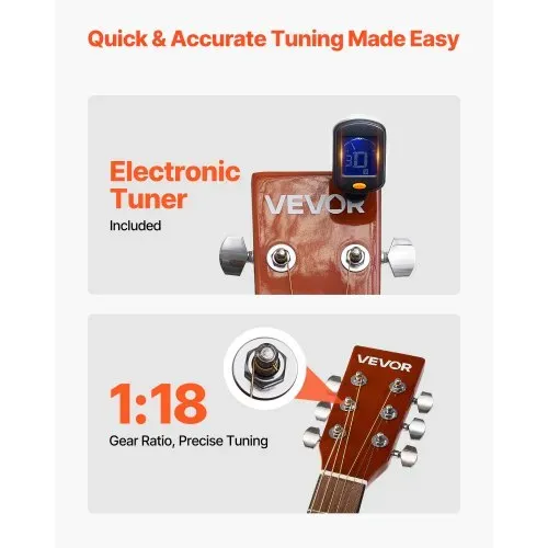 VEVOR Elektro Akustische Gitarre Cutaway Anfänger 1041,4 mm (41 inch) Erwachsene Sunburst – Bild 3