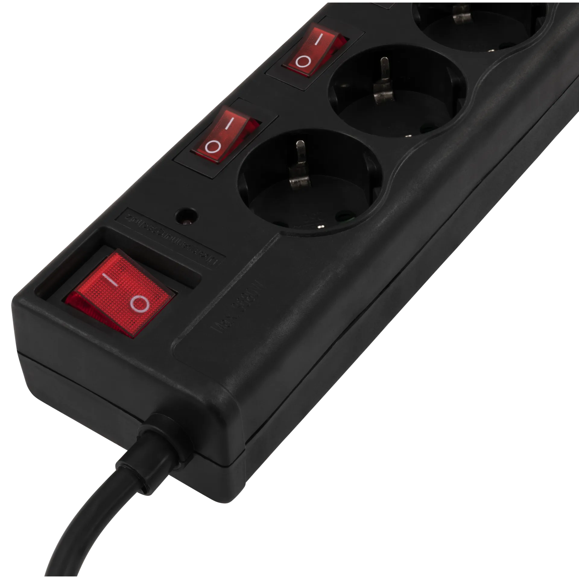 Steckdosenleiste McPower, 6-fach mit Einzelschaltung, Überspannungsschutz, schwarz – Bild 2