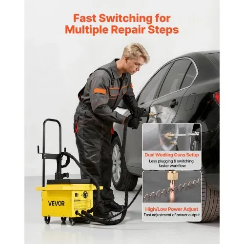 VEVOR 4,5kW Karosserie Ausbeulspotter Bolzenschweißgerät, Bolzenschweiß-Dellenreparatur-Set mit 6 Schweißmodi & 2 Schweißpistolen, All-in-One Bolzenschweißer Dellenreparatur Kit für Werkstatt Heimwerk – Bild 6