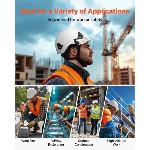 VEVOR Schutzhelm ANSI/ISEA Z89.1-zugelassener Sicherheitshelm mit Visier & 6-Punkt-Ratschenaufhängung, verstellbarer Industriehelm belüfteter Bauhelm Arbeitshelm für Industriebau Arbeitskleidung – Bild 5