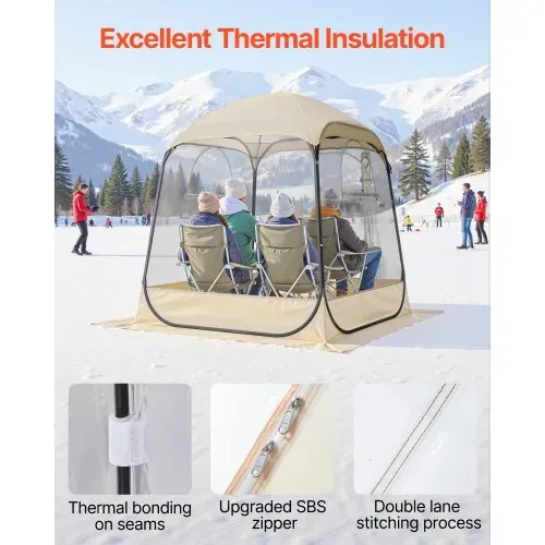 VEVOR Transparentes Zelt, 160x160x182 cm, Pop-up-Zelt für 2–4 Personen, Sportzelt mit Bodenmatte & oberer Abdeckung, Outdoor-Bubble-Zelt, Campingunterstand für Veranstaltungen, Angeln, Jubeln – Bild 4