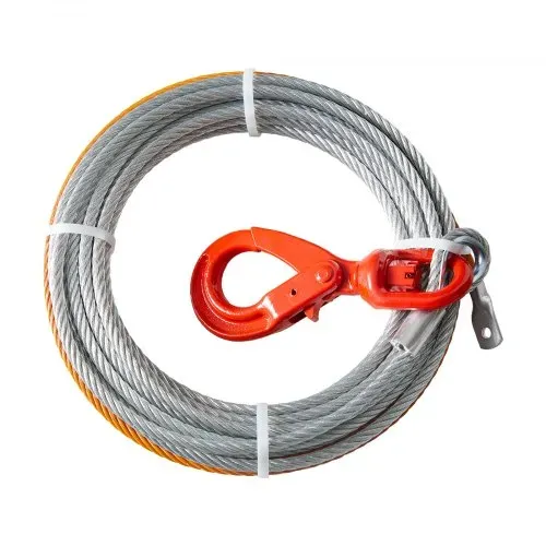 VEVOR Anschlagseil 9,5 mm x 15,2 m Stahlseil 67,6 kN Bruchfestigkeit des Kabels Forstseil mit Drehhaken Hebeseil Drahtseil Abschleppseil Ideal für ATVs UTVs Autos SUVs oder große Geländewagen – Bild 10