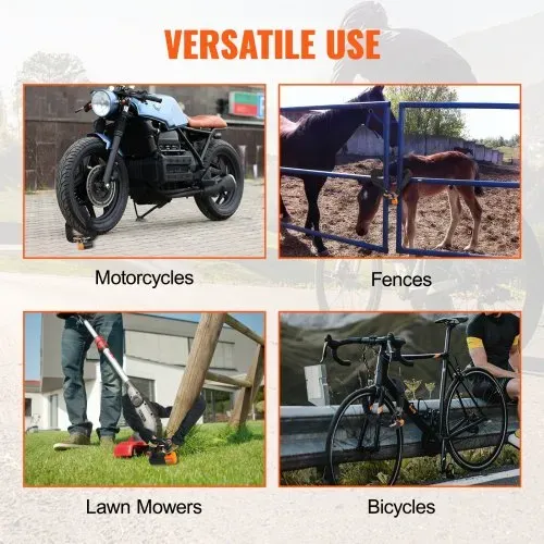 VEVOR Fahrradkettenschloss 1,8 m Fahrradkettenschloss mit hoher Sicherheit, robustes Diebstahlschutz-Fahrradschloss aus Metallstahl, perfekt für Fahrrad Motorrad Roller Fahrrad Tür Zaun Tor – Bild 4