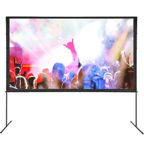 VEVOR Projektion Beamer Leinwand mit Ständer 304,8 cm HD 4K Outdoor Indoor Projektor Screen Schnelles Klappbare Tragbare Filmleinwand 16: 9 für Heimkino, Camping, Freizeitveranstaltungen usw. Schwarz – Bild 9