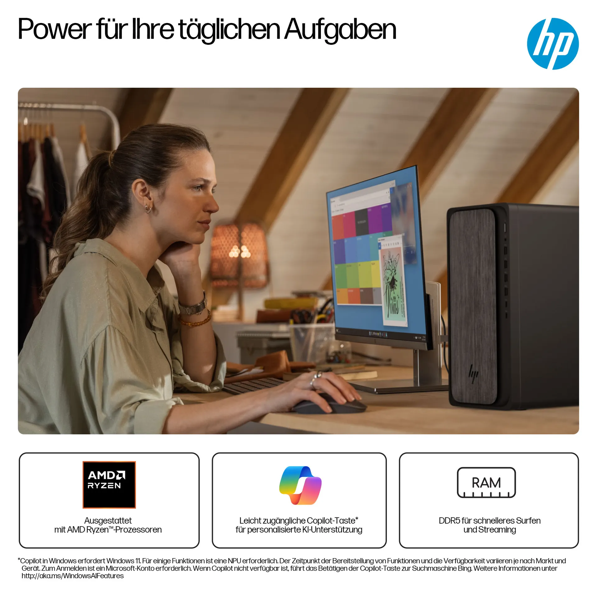 HP OmniDesk M02-0157ng PC AMD Ryzen™ 5 8500G 16 GB DDR5-SDRAM 512 GB SSD FreeDOS Tower AI PC Schwarz – Bild 6
