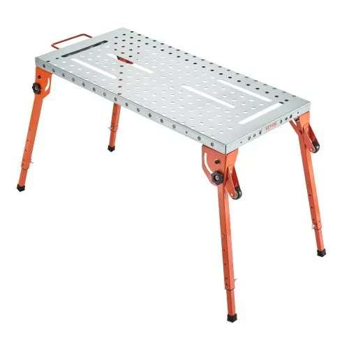 VEVOR Faltbarer Schweißtisch 533x1118mm, 226 kg Tragkraft, Werktisch mit 4-stufiger Höhenverstellung, Werkbank mit 6 Werkzeugschlitzen und 16mm Befestigungslöchern für Reparatur von Schweißbaugruppen – Bild 10