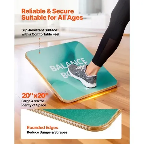 VEVOR Balance Board für Erwachsene 500 x 500 x 18 mm, 360° Drehbares Wackelbrett, 3-fach Verstellbares Balance-Trainingsgerät aus Holz, Rutschfeste Oberfläche für Core-Training, Heimfitnessstudio – Bild 4