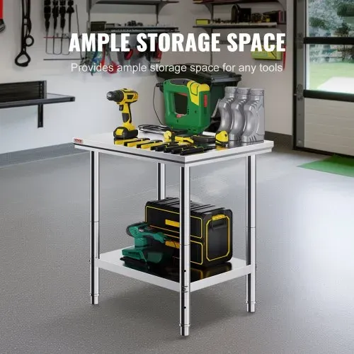 VEVOR Edelstahl Arbeitstisch 760 x 600 x 70 mm Essenszubereitung für die Zubereitung von Mahlzeiten, Nähen, Waschen, Basteln, Garagennutzung usw. – Bild 3