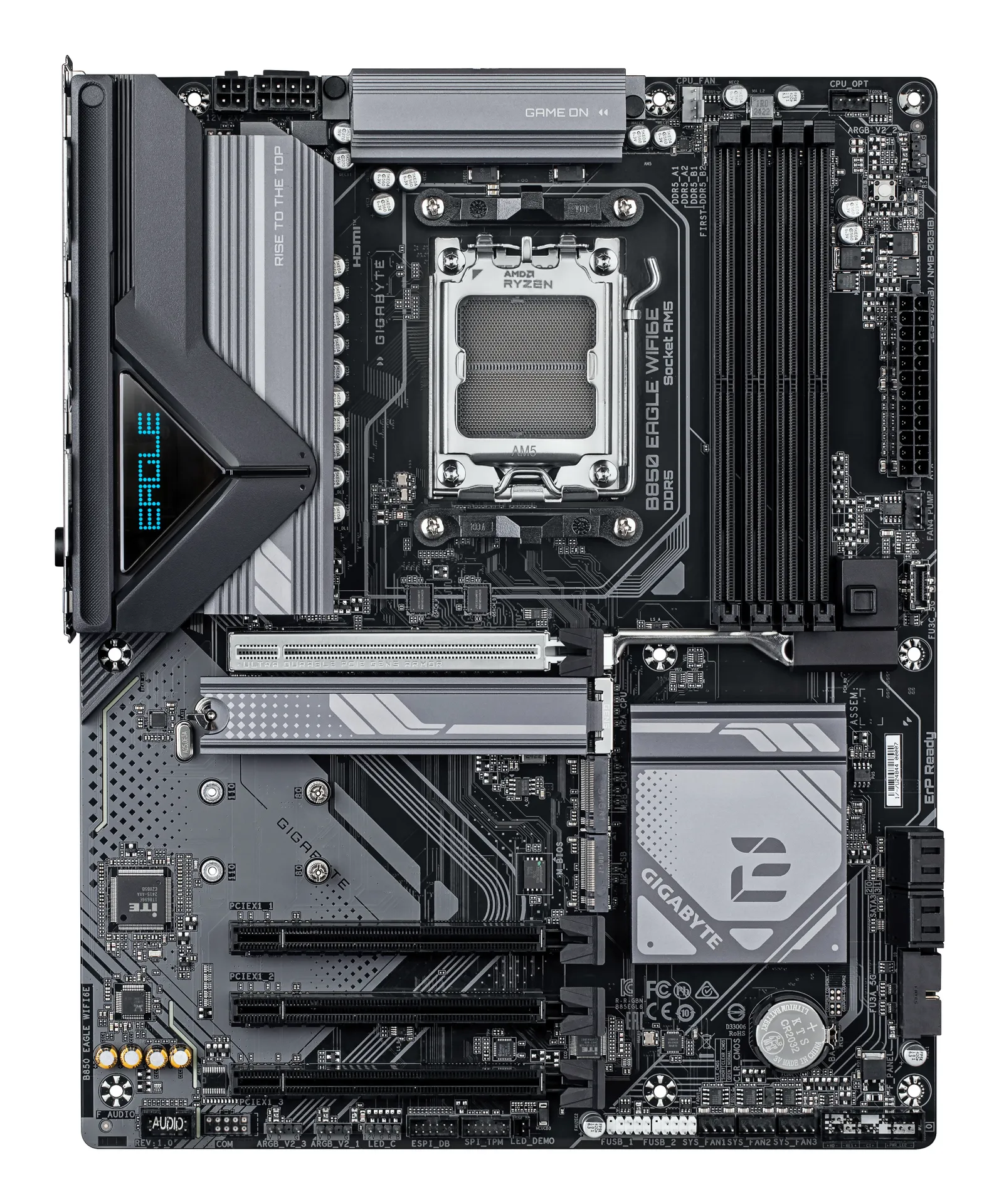 GIGABYTE B850 EAGLE WIFI6E Motherboard - AMD Ryzen 9000 Serie CPUs, 8+2+2 Phasen digitales VRM, bis zu 8200MHz DDR5 (OC), 1xPCIe 5.0 + 2xPCIe 4.0 M.2, GbE LAN, WIFI 6E, USB 3.2 Gen 2 – Bild 2