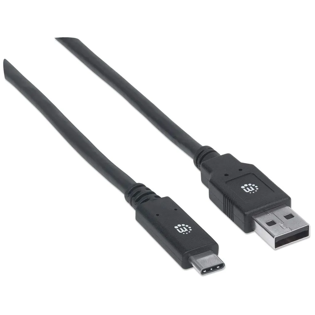 Manhattan USB 3.1 Typ C Gen1-Kabel, Typ C-Stecker auf Typ A-Stecker, 5 Gbit/s, 2 m, schwarz – Bild 2