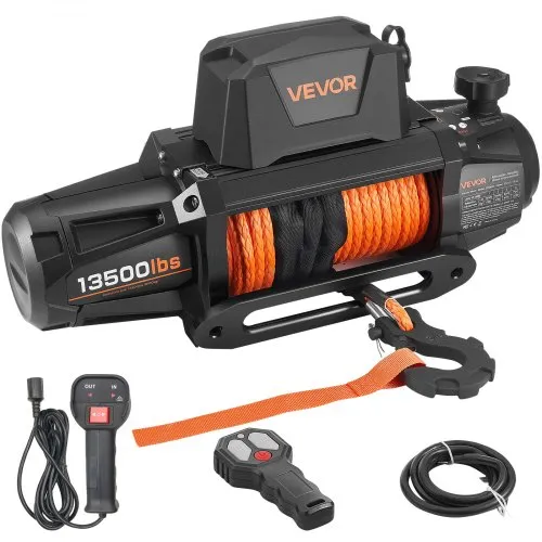 VEVOR Elektrische Seilwinde, 6100 kg, 12 V DC LKW-Winde mit Φ 9,5 mm x 28 m Synthetikseil, kabellose & kabelgebundene Fernbedienung, IP67 zum Abschleppen von Geländewagen, Jeeps, Anhängern & Booten VEVOR Elektrische Seilwinde, 6100 kg, 12 V DC LKW-Winde mit Φ 9,5 mm x 28 m Synthetikseil, kabellose & kabelgebundene Fernbedienung, IP67 zum Abschleppen von Geländewagen, Jeeps, Anhängern & Booten