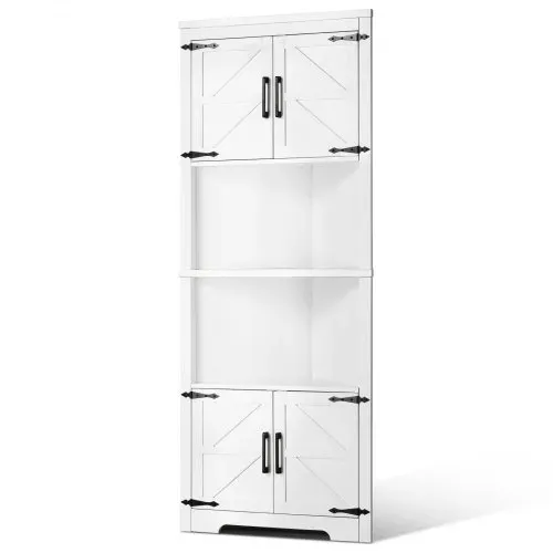 VEVOR Eckschrank Aufbewahrungsschrank mit 6-stufiger Regalen Mehrzweckschrank (171 cm Hohe) mit 4 Holztüren und verstellbaren Regalen, freistehender Küchenschrank für Wohnzimmer Waschküche, weiß VEVOR Eckschrank Aufbewahrungsschrank mit 6-stufiger Regalen Mehrzweckschrank (171 cm Hohe) mit 4 Holztüren und verstellbaren Regalen, freistehender Küchenschrank für Wohnzimmer Waschküche, weiß