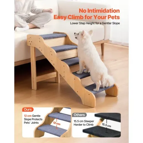 VEVOR Hundetreppe 910x430x630 mm, 5-stufige Hautiertreppe, Holztreppe geeignet für kleine, mittlere, große, ältere Haustiere sowie Welpen bis 68 kg, Hundeleiter für Betten, Sofas & Autos VEVOR Hundetreppe 910x430x630 mm, 5-stufige Hautiertreppe, Holztreppe geeignet für kleine, mittlere, große, ältere Haustiere sowie Welpen bis 68 kg, Hundeleiter für Betten, Sofas & Autos