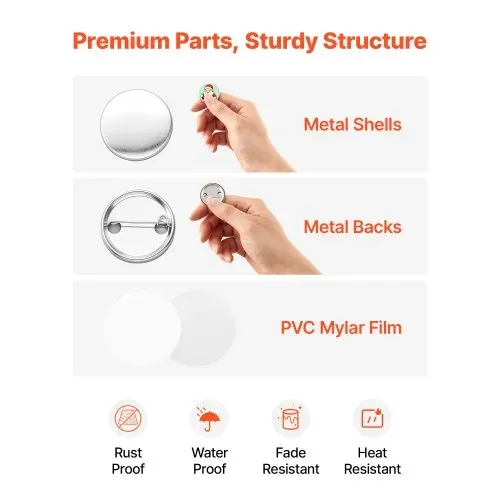 VEVOR Buttonrohlinge 200-tlg. 32mm für Buttonmaschine mit Sicherheitsnadel, Transparente Mylar-Folie & Runde Blanko-Papiere für DIY-Projekte zu Hause Schulveranstaltungen & Individuelle Studios – Bild 4