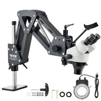 VEVOR Multidirektionales Mikroskop mit Federhalterung, Schmuckmikroskop mit 7- bis 45-facher Vergrößerung, Mikro-Schmuck-Intarsienständer mit integriertem USB-Ring-LED-Licht, Juweliermikroskop für Schmuckintarsien VEVOR Multidirektionales Mikroskop mit Federhalterung, Schmuckmikroskop mit 7- bis 45-facher Vergrößerung, Mikro-Schmuck-Intarsienständer mit integriertem USB-Ring-LED-Licht, Juweliermikroskop für Schmuckintarsien