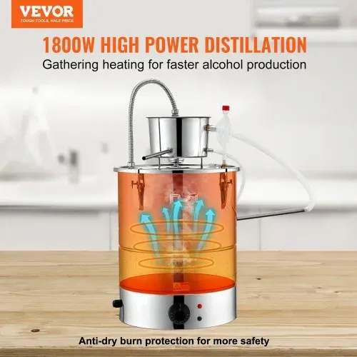 VEVOR Wasser Alkohol Destillierer 30 L Distillieranlage 1800 W Edelstahl Schnapsbrennen Destilliergerät Komplettes Set Enthalten, Ende Produkte Obstweinen, Whisky, Schnaps, Champagner, Wodka usw. VEVOR Wasser Alkohol Destillierer 30 L Distillieranlage 1800 W Edelstahl Schnapsbrennen Destilliergerät Komplettes Set Enthalten, Ende Produkte Obstweinen, Whisky, Schnaps, Champagner, Wodka usw.