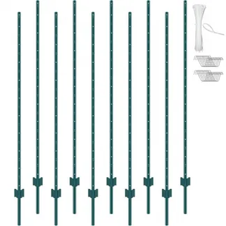 VEVOR 6 Fuß Zaunpfosten, 10er-Pack T-Pfosten Hochleistungs-Zaunpfosten aus Metall, stabile Zaunpfähle aus Stahl für Gartenhof, Rasen, Bauernhöfe und Maschendrahtzäune im Freien, grün VEVOR 6 Fuß Zaunpfosten, 10er-Pack T-Pfosten Hochleistungs-Zaunpfosten aus Metall, stabile Zaunpfähle aus Stahl für Gartenhof, Rasen, Bauernhöfe und Maschendrahtzäune im Freien, grün