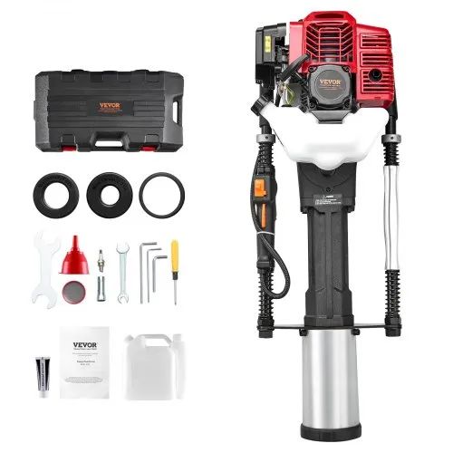 VEVOR 52ccm T-Pfostenramme mit Benzinantrieb, Zaunramme mit 2-Takt-Motor, tragbare 1400-W-Pfostenramme mit 3 Pfosten-Rammköpfen (49/69/100 mm), für Bauernhöfe, Ranchzäune, Straßenverbesserungen VEVOR 52ccm T-Pfostenramme mit Benzinantrieb, Zaunramme mit 2-Takt-Motor, tragbare 1400-W-Pfostenramme mit 3 Pfosten-Rammköpfen (49/69/100 mm), für Bauernhöfe, Ranchzäune, Straßenverbesserungen