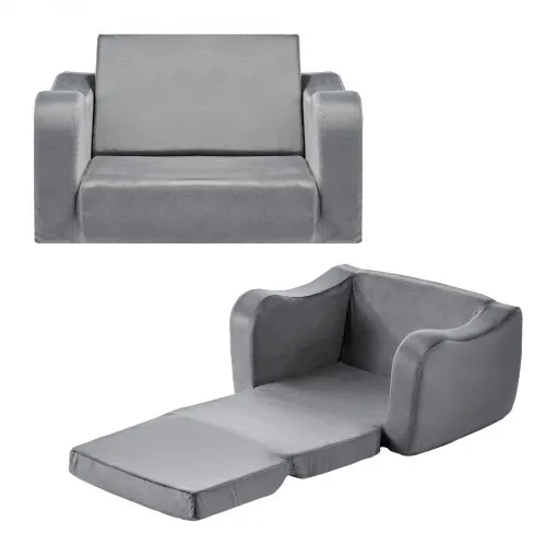 VEVOR Kindersofa Kindersessel aus 28D-Schwamm & kurzem Flor mit Armlehnen, waschbares Kindersofa, Kindercouch umwandelbares Schlafsofa Kleinkindersofa (M) für Spielzimmer Schlafzimmer Wohnzimmer Grau VEVOR Kindersofa Kindersessel aus 28D-Schwamm & kurzem Flor mit Armlehnen, waschbares Kindersofa, Kindercouch umwandelbares Schlafsofa Kleinkindersofa (M) für Spielzimmer Schlafzimmer Wohnzimmer Grau