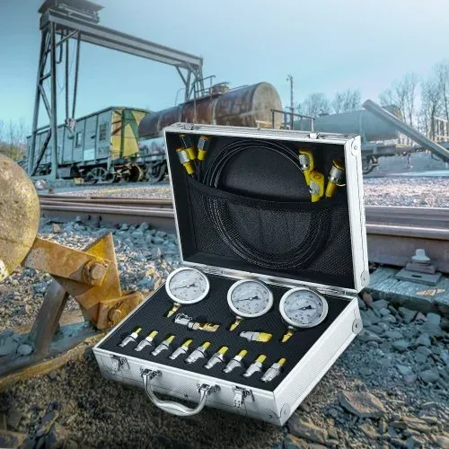 VEVOR Hydraulikdruck-Testset, 250 / 400 / 600 bar, 3 Messgeräte, 11 Prüfkupplungen, 3 Prüfschläuche, Bagger-Hydraulik-Testmessgeräte-Set mit Tragbarer Tragetasche für Bagger, Traktoren, Baumaschinen – Bild 7