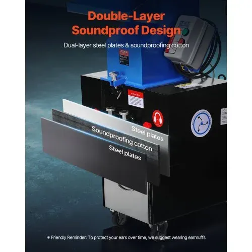 VEVOR Kunststoff-Schredder-Zerkleinerer, 2,2 kW, Granulator für Kunststoff, 100–150 kg/h Kapazität, mit Rädern, SDK-11-Klinge & 6 mm Maschenweite für PVC, ABS, PTFE(380V, 50 Hz 3-phasig) – Bild 3