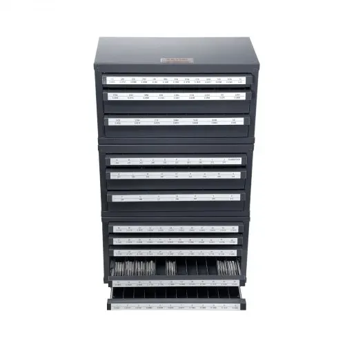 VEVOR Bohrer-Spenderschrank, 3-teilig, drei Schubladen für 1,6 mm bis 12,7 mm und Buchstabengrößen A bis Z, Bohrer-Organizer mit fünf Schubladen für Drahtstärken Nr. 1 bis Nr. 60, Stapelbarer Schrank – Bild 10