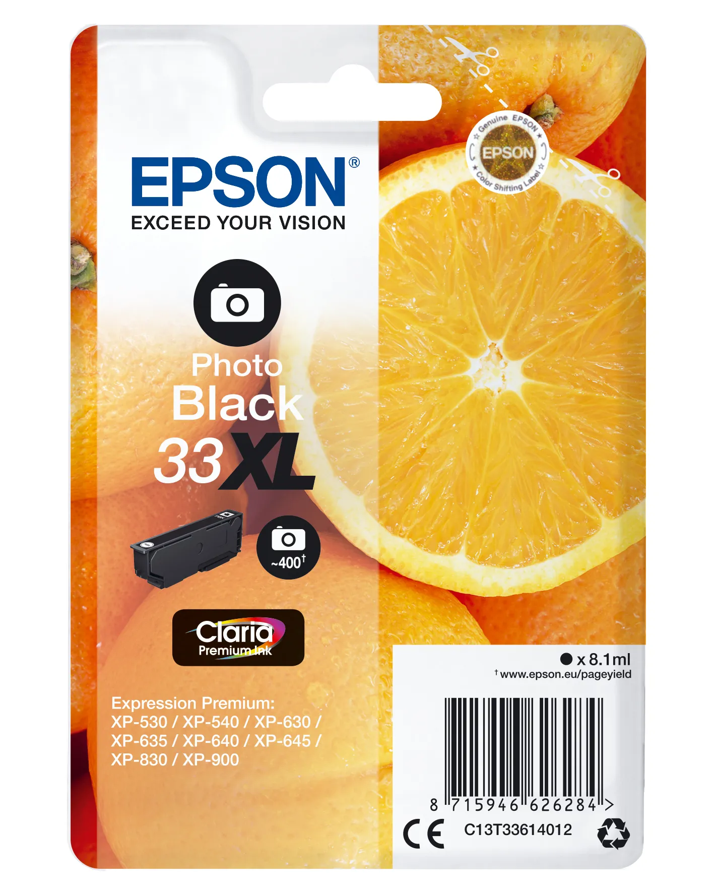 Epson Oranges Singlepack Photo Black 33XL Claria Premium Ink Epson Oranges Singlepack Photo Black 33XL Claria Premium Ink