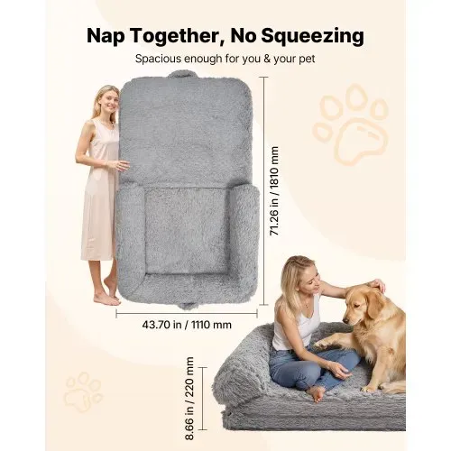 VEVOR Hundebett für Menschen & Hunde, 181x111x24cm, Memory-Schaum-Hundebett in Menschengröße, mit Seitentasche, Griff & Reißverschluss, abnehmbarer, maschinenwaschbarer Bezug, Hochflor, Dunkelgrau VEVOR Hundebett für Menschen & Hunde, 181x111x24cm, Memory-Schaum-Hundebett in Menschengröße, mit Seitentasche, Griff & Reißverschluss, abnehmbarer, maschinenwaschbarer Bezug, Hochflor, Dunkelgrau