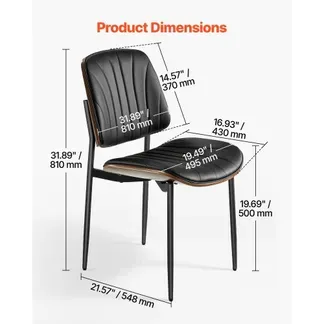 VEVOR Retro-Esszimmerstuhl (2 Stk.) eleganter gepolsterter Leder-Beistellstuhl (158,76 kg belastbar) für Esstische, platzsparender Küchentischstuhl mit dicken Kissen & Metallbeinen, Schwarz Café VEVOR Retro-Esszimmerstuhl (2 Stk.) eleganter gepolsterter Leder-Beistellstuhl (158,76 kg belastbar) für Esstische, platzsparender Küchentischstuhl mit dicken Kissen & Metallbeinen, Schwarz Café